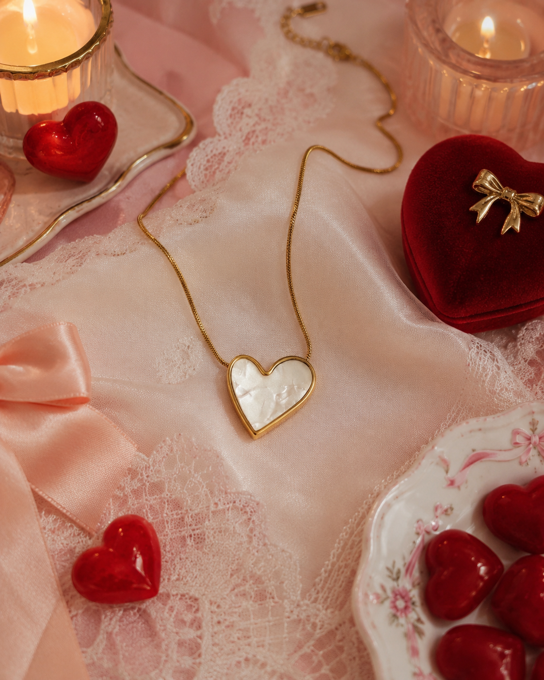 Rewritten in Love. White Heart Necklace