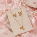 Sweet Grace Bow Earrings & Necklace Set – Anti Tarnish 316L Stainless Steel, Waterproof & Hypoallergenic Jewelry Set
