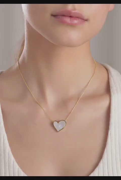 Rewritten in Love. White Heart Necklace