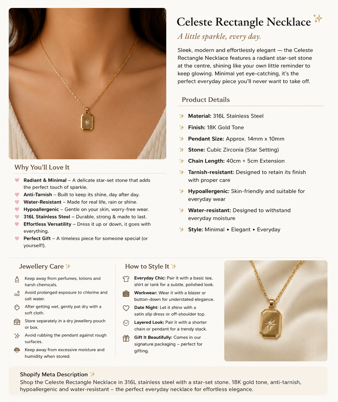 Celeste Rectangle Necklace