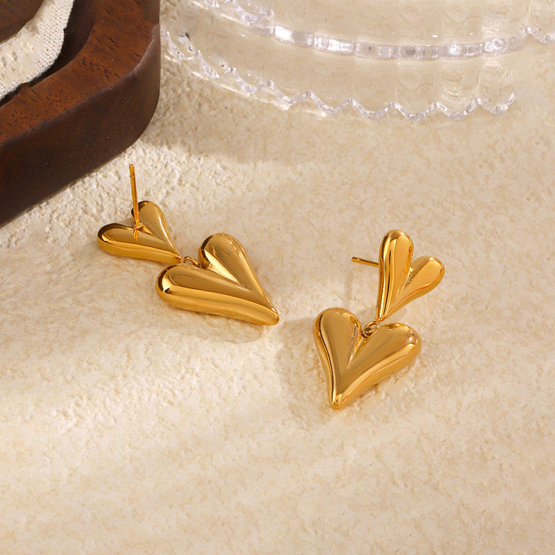 Double Heart Statement Earrings ❤️