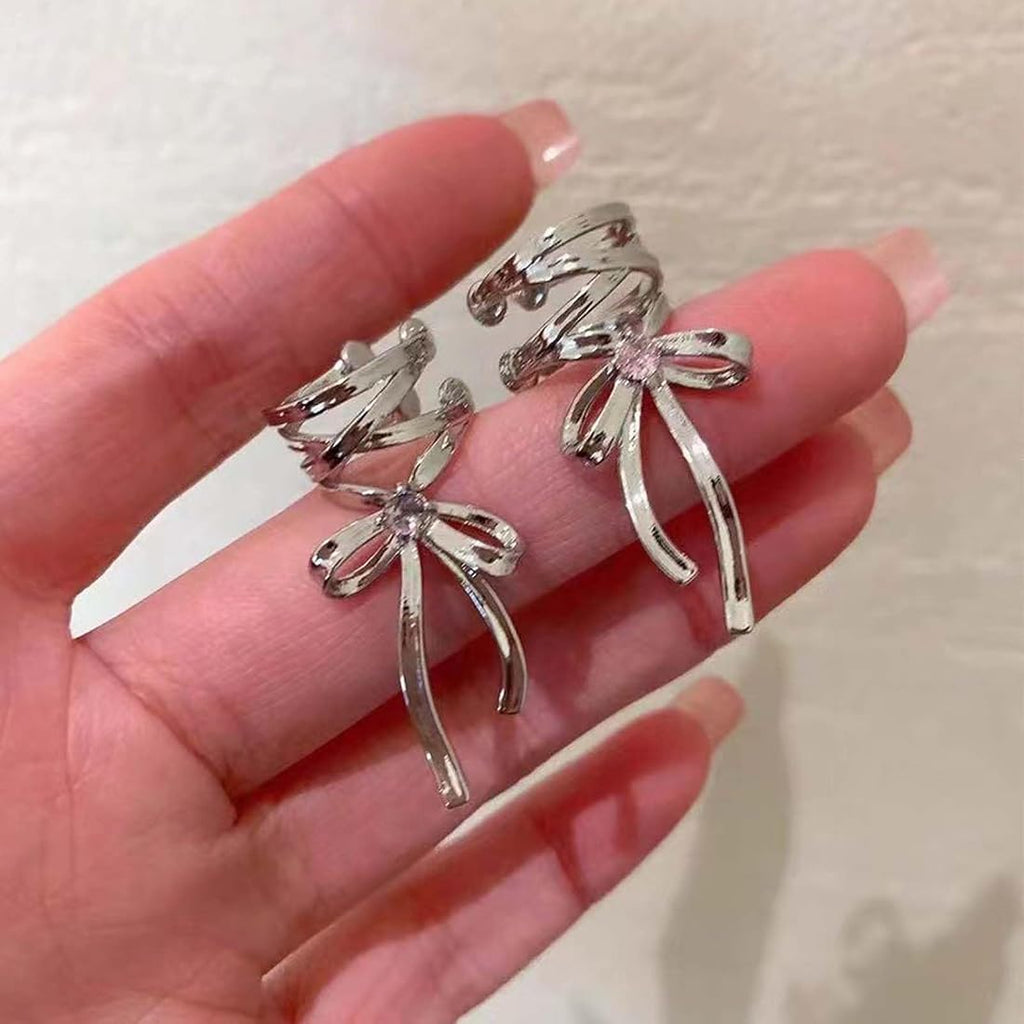 Silver Bow Ear Cuff