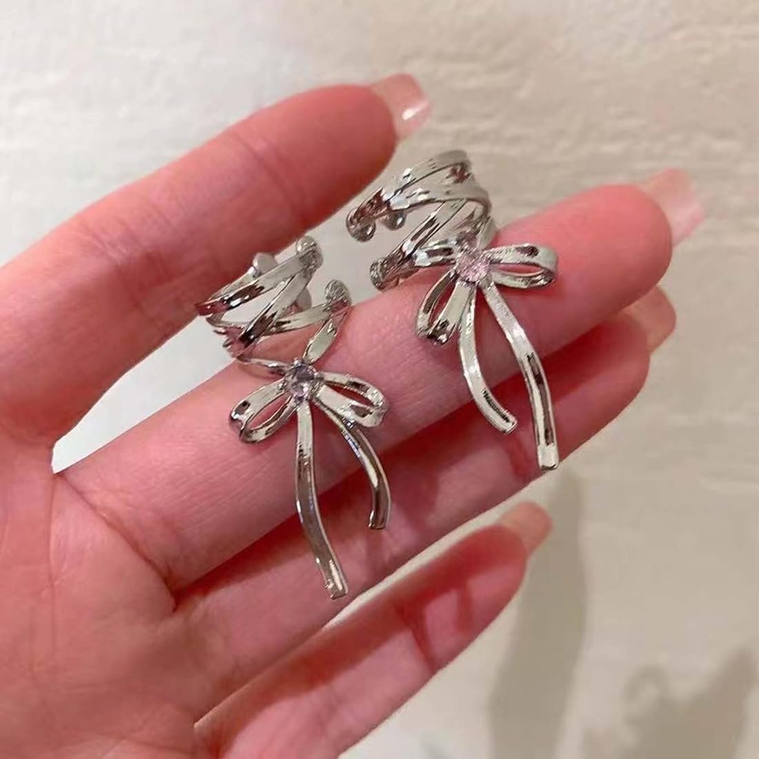 Silver Bow Ear Cuff
