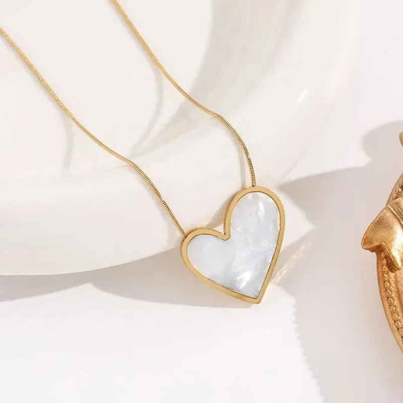 Rewritten in Love. White Heart Necklace