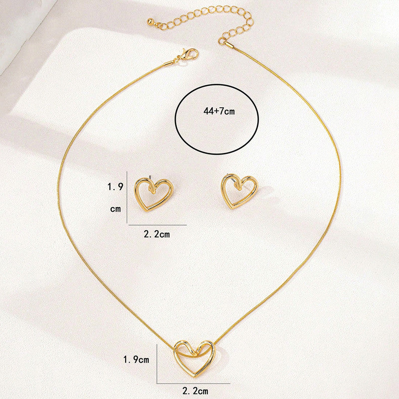 Heart Pendant Necklace & Stud Earrings Set ❤️