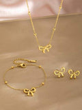 Sweet Grace Bow Earrings, Anklet & Necklace Set