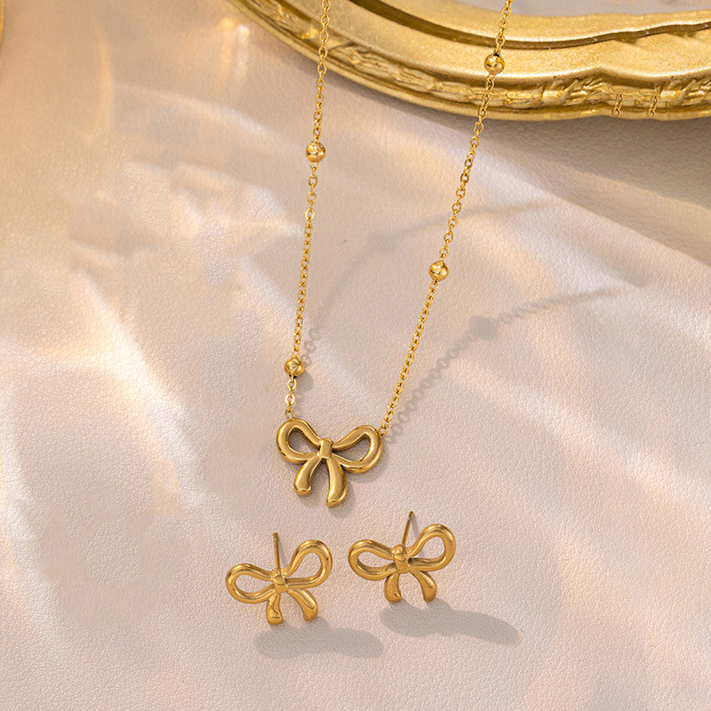 Sweet Grace Bow Earrings, Anklet & Necklace Set