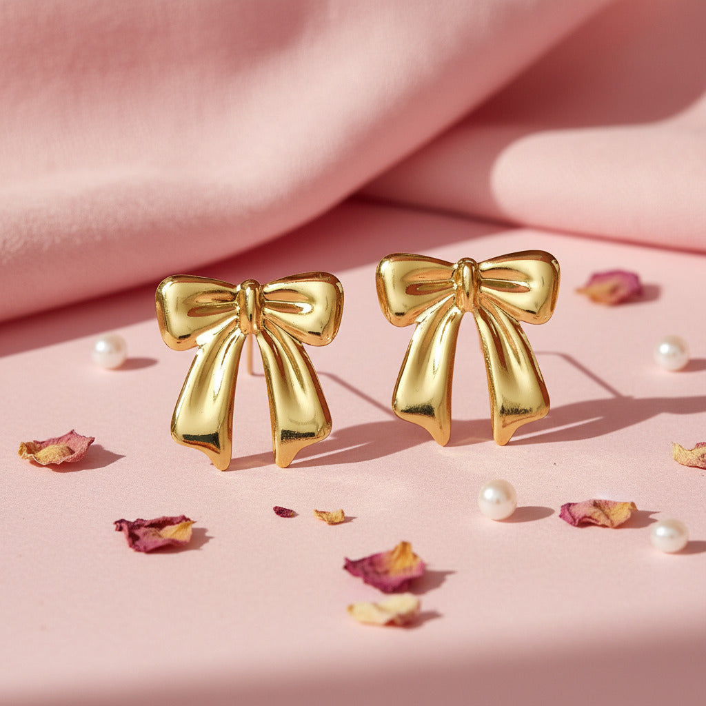 Luxe Ribbon Bow Drop Earrings