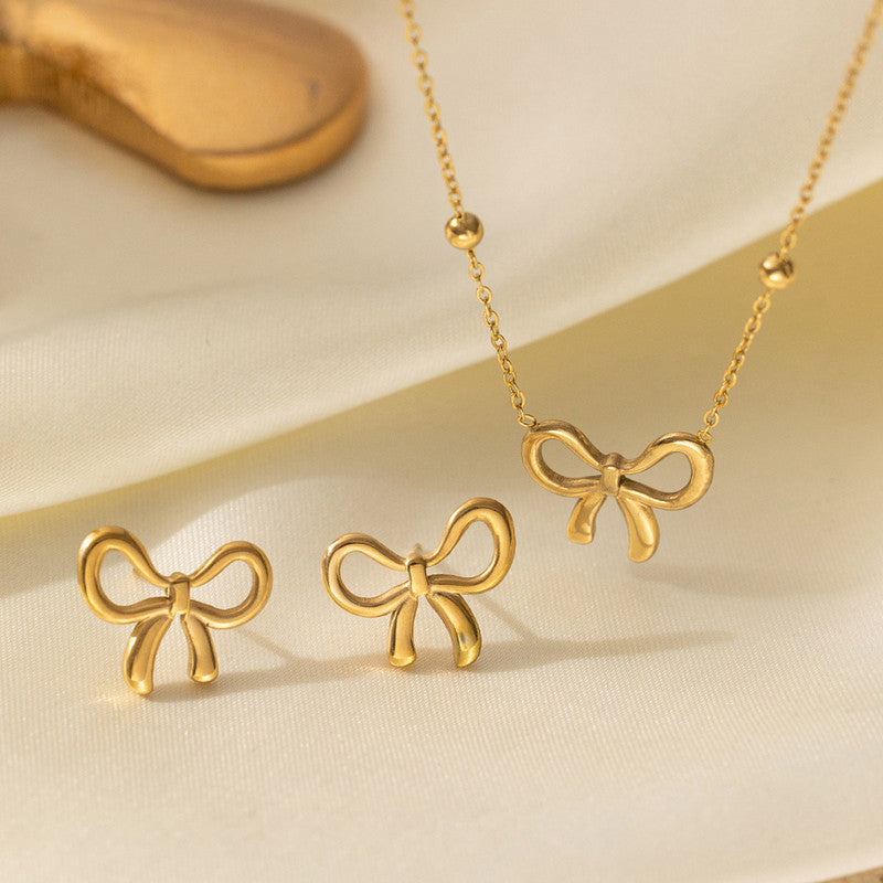 Sweet Grace Bow Earrings, Anklet & Necklace Set