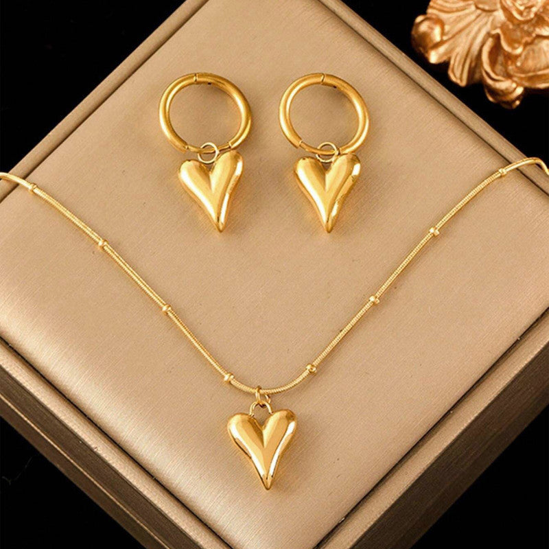 Amour Heart Necklace & Earrings Set ❤️