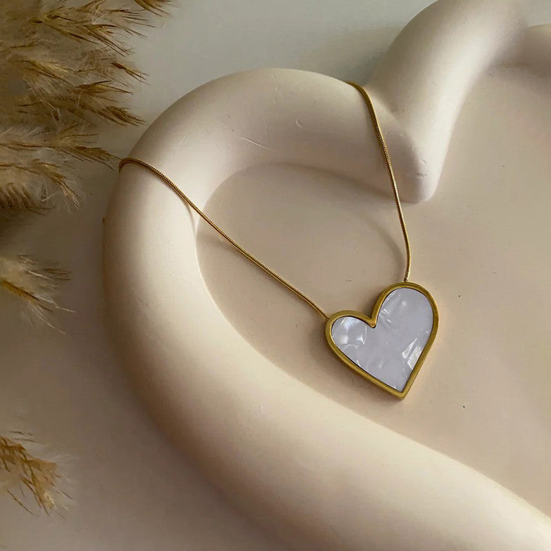 Rewritten in Love. White Heart Necklace