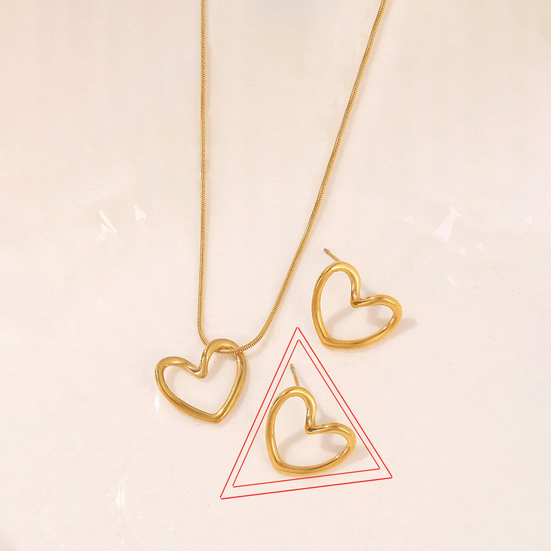 Heart Pendant Necklace & Stud Earrings Set ❤️