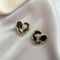 Midnight Rose Heart Stud Earrings