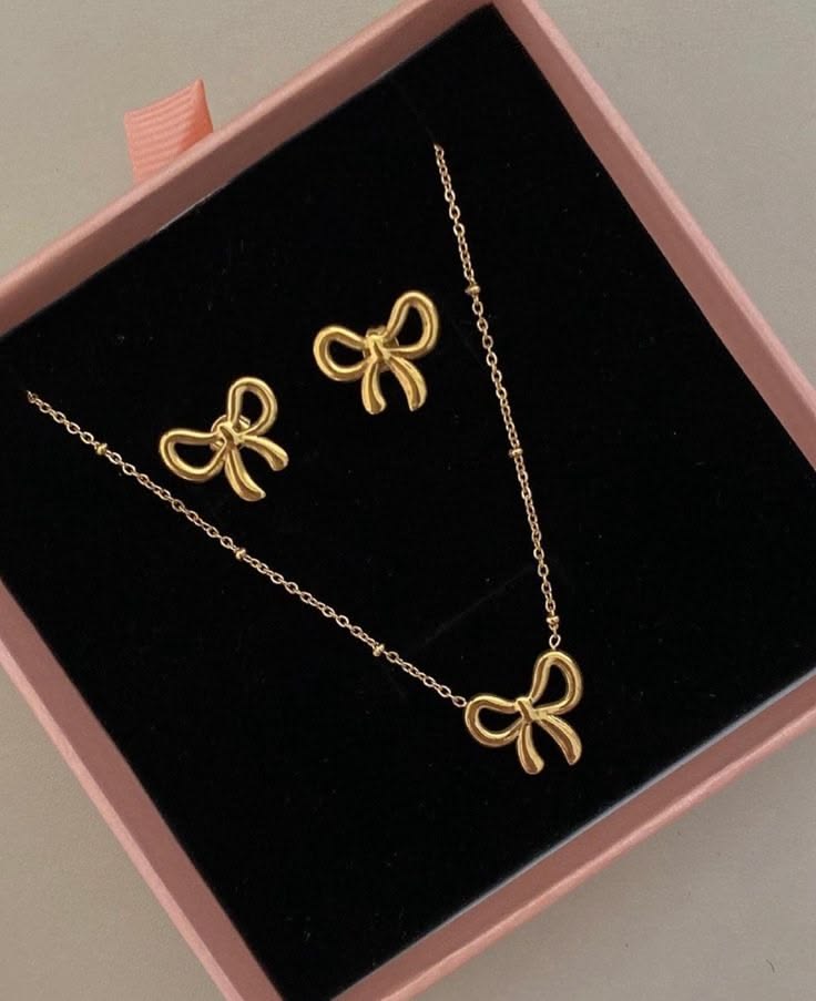Sweet Grace Bow Earrings, Anklet & Necklace Set