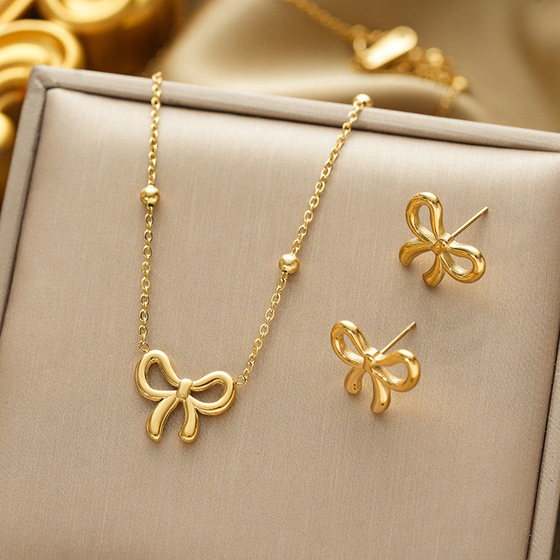 Sweet Grace Bow Earrings, Anklet & Necklace Set