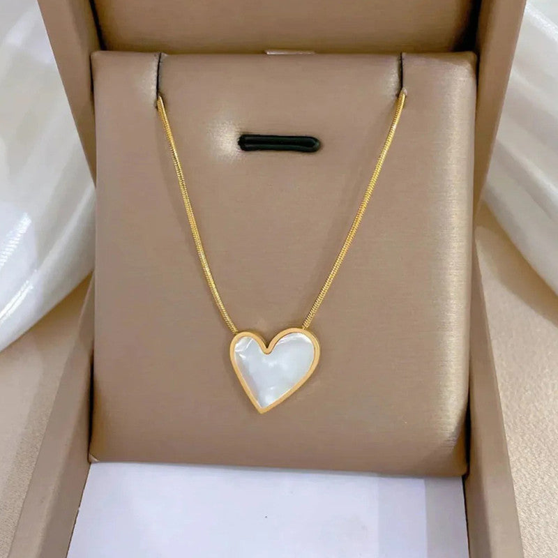 Rewritten in Love. White Heart Necklace