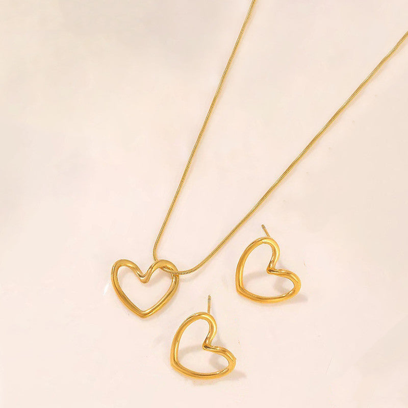 Heart Pendant Necklace & Stud Earrings Set ❤️