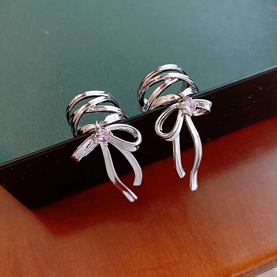 Silver Bow Ear Cuff